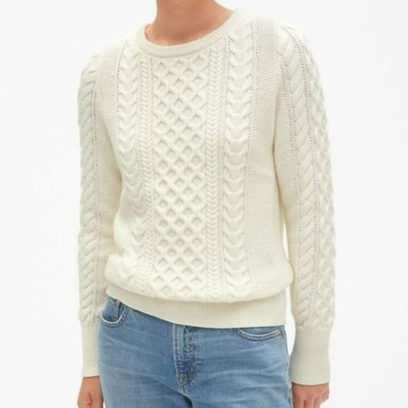 GAP Sweaters - GAP  For Good Cable Knit Sweater Snowflake Milk Size M